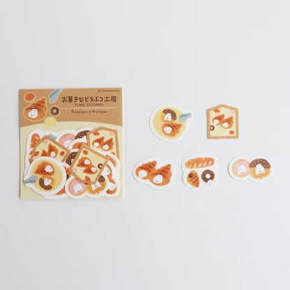 Furukawashiko Washi Flake Stickers - Sweets Animal Workshop Vol. 3 - Bread Rabbit