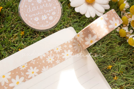 Okeya Stationery Co. - Spring Time & Froggy Washi Tape - Daisies Brown
