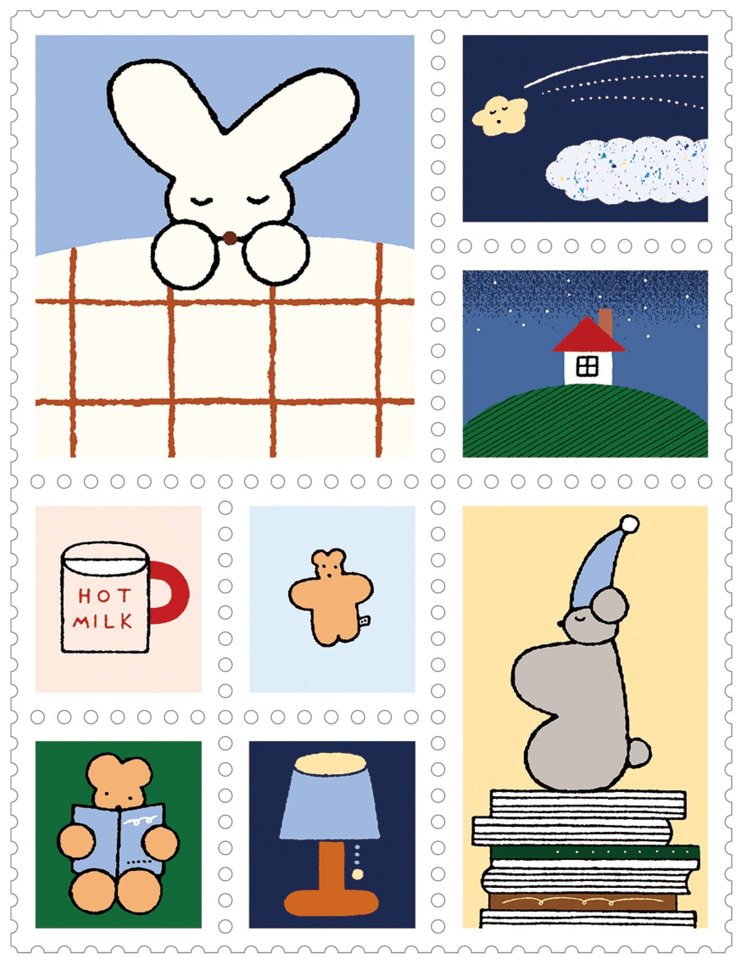KITTA Washi Tape - Clear Series - Postage Stamp Bedtime