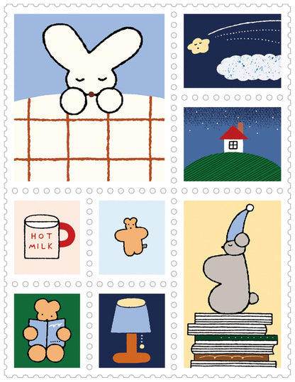 KITTA Washi Tape - Clear Series - Postage Stamp Bedtime