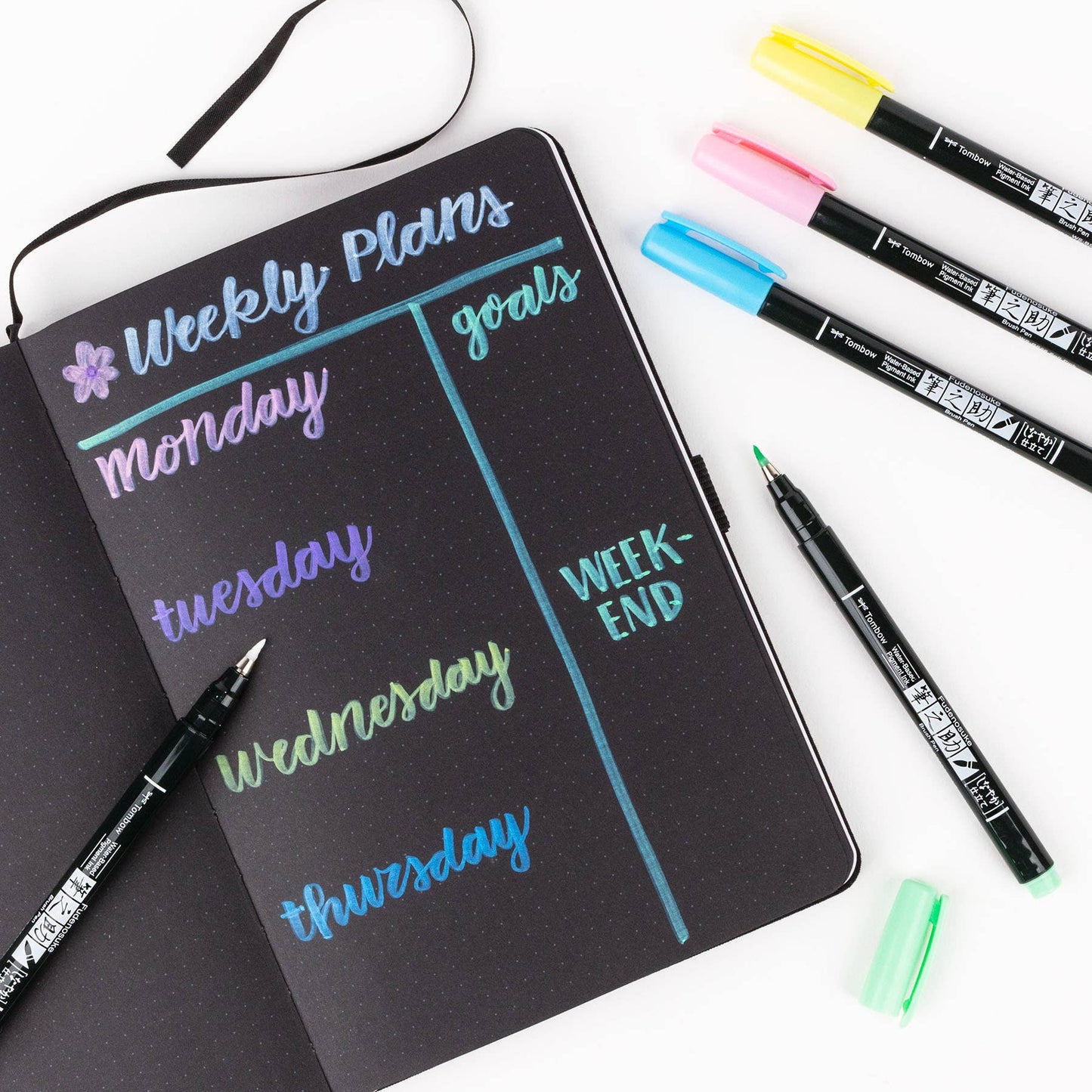 Tombow - Fudenosuke Pastel Calligraphy Brush Pens - Set of 6