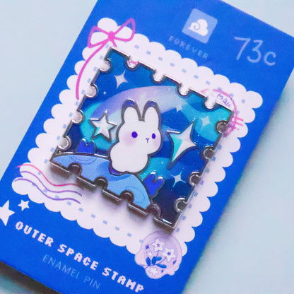 Thousand Skies - Enamel Pin - Rabbit in Outerspace Stamp
