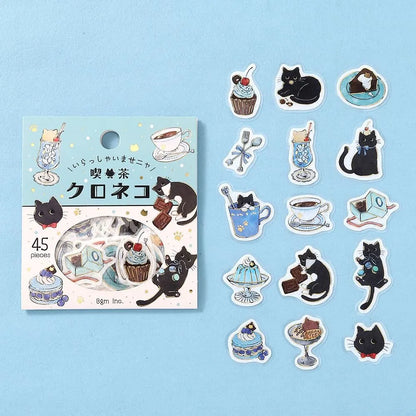 BGM Foil Flake Stickers - Welcome Meow! Series - Cafe Kuroneko