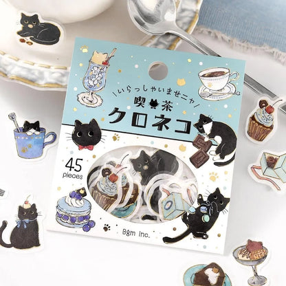 BGM Foil Flake Stickers - Welcome Meow! Series - Cafe Kuroneko