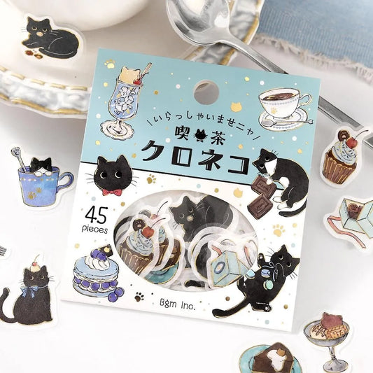 BGM Foil Flake Stickers - Welcome Meow! Series - Cafe Kuroneko