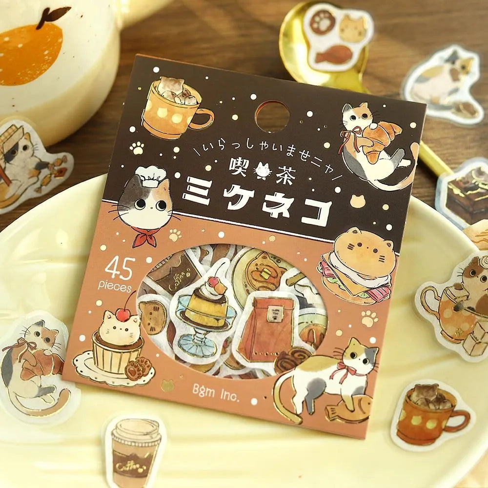 BGM Foil Flake Stickers - Welcome Meow! Series - Cafe Mikeneko