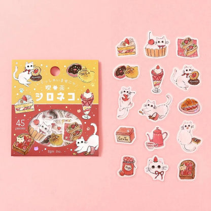 BGM Foil Flake Stickers - Welcome Meow! Series - Cafe Shironeko