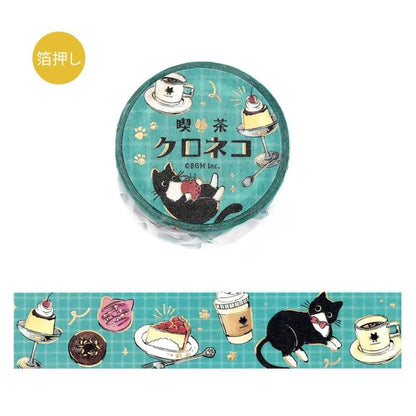 BGM Foil Washi Tape - Cafe Kuroneko Series - Cafe Stroll