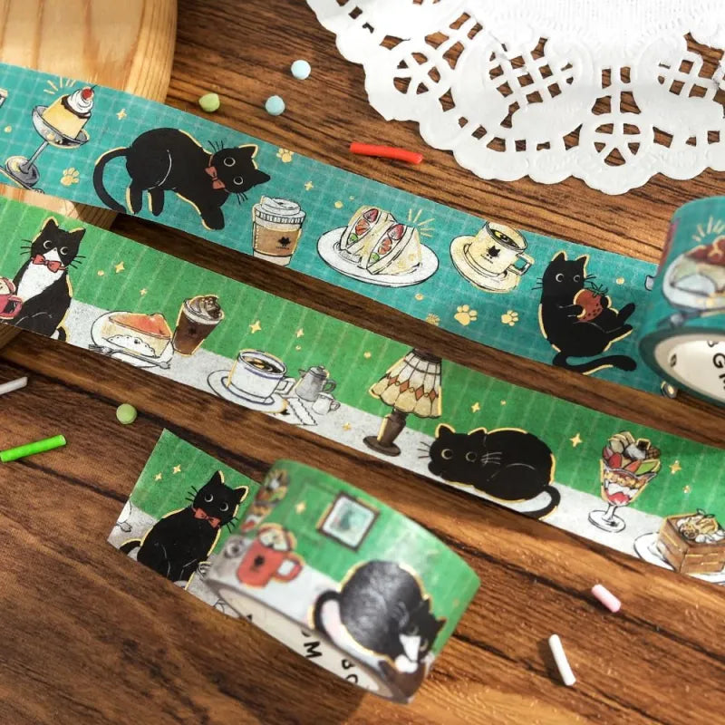 BGM Foil Washi Tape - Cafe Kuroneko Series - Cafe Stroll