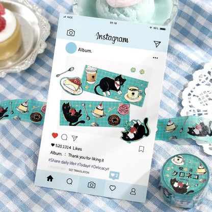 BGM Foil Washi Tape - Cafe Kuroneko Series - Cafe Stroll