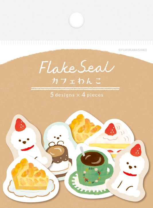 Furukawashiko Washi Flake Stickers - Cafe Dog