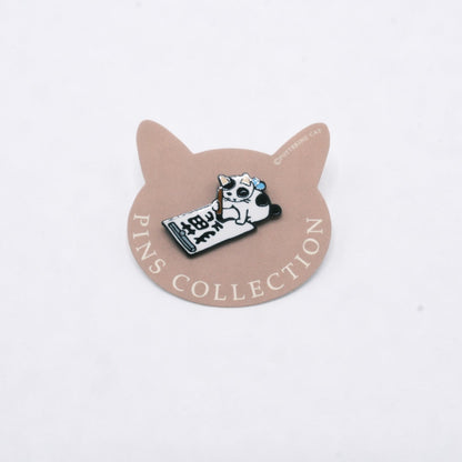Pottering Cat Enamel Pin -  Calligraphy