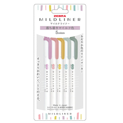 Zebra Mildliner 5 Color Set - Calm & Mild