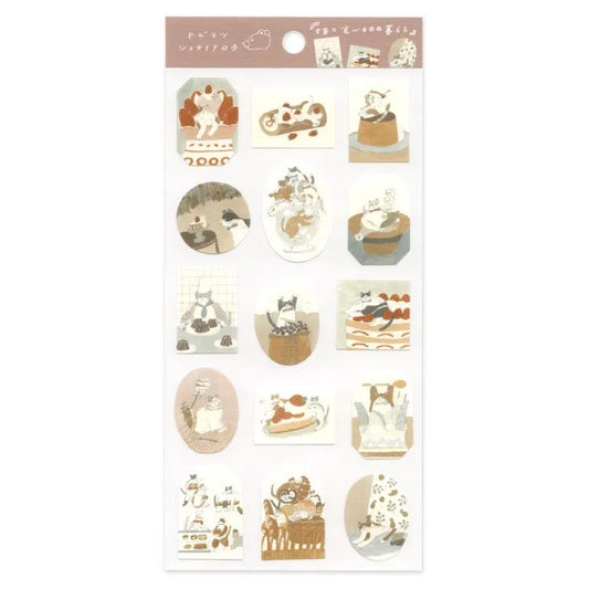 Tobimatsu Shochirou Sticker Sheet - Life of Cat and Food