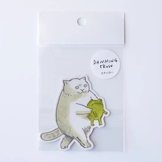 Dawning Crow - Die-Cut Sticker - Cat and Frog