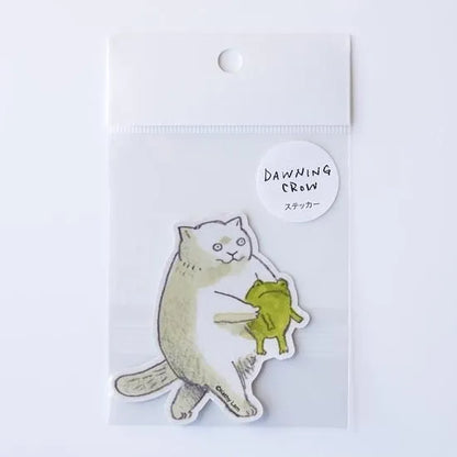 Dawning Crow - Die-Cut Sticker - Cat and Frog