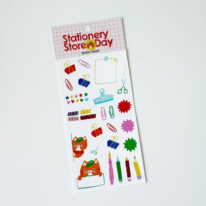 Stationery Store Day - Sticker Sheet - Cat Cashier