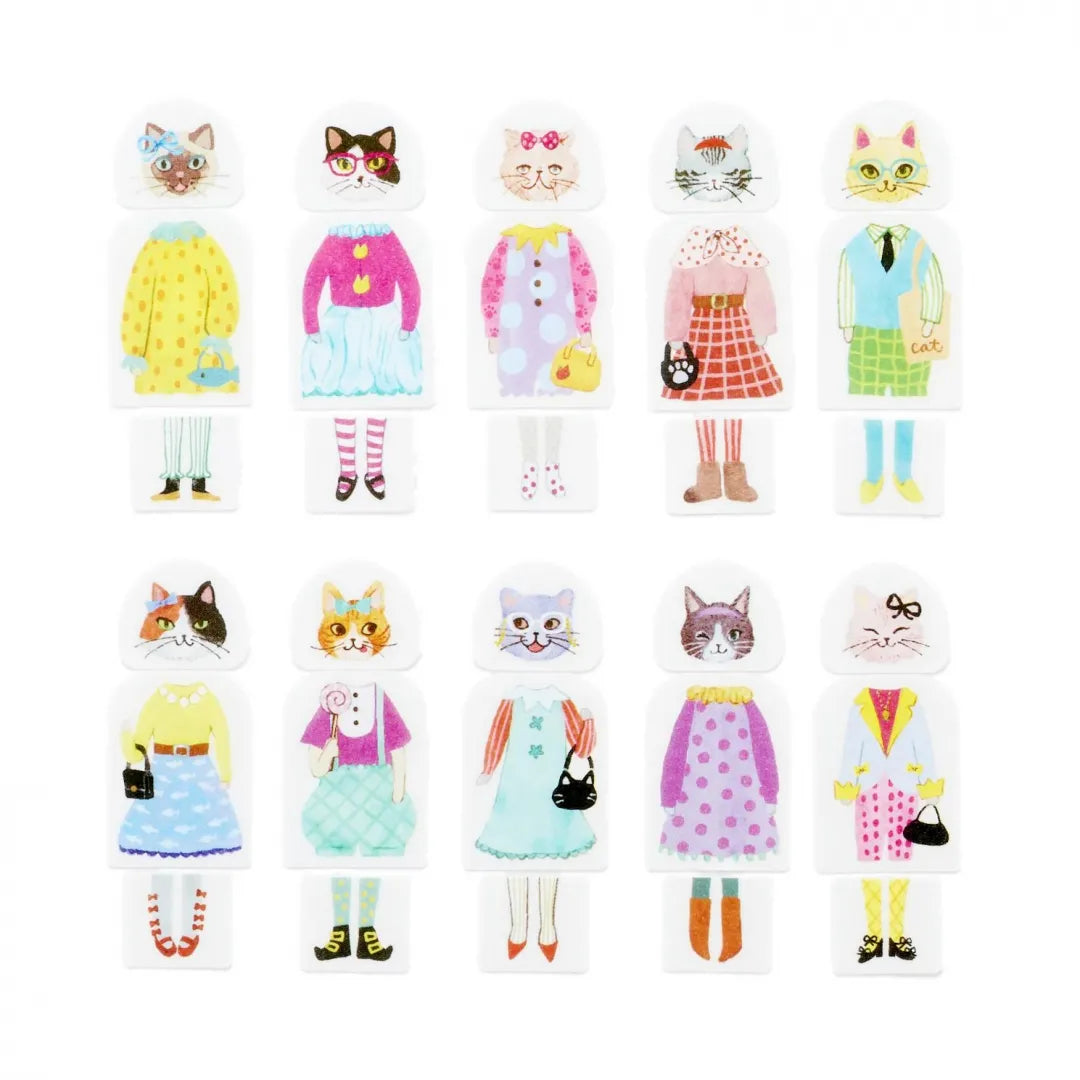 Bande Washi Sticker Roll Set - Kisekae Series - Cat Girls' Night Out