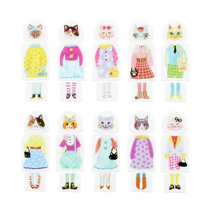 Bande Washi Sticker Roll Set - Kisekae Series - Cat Girls' Night Out