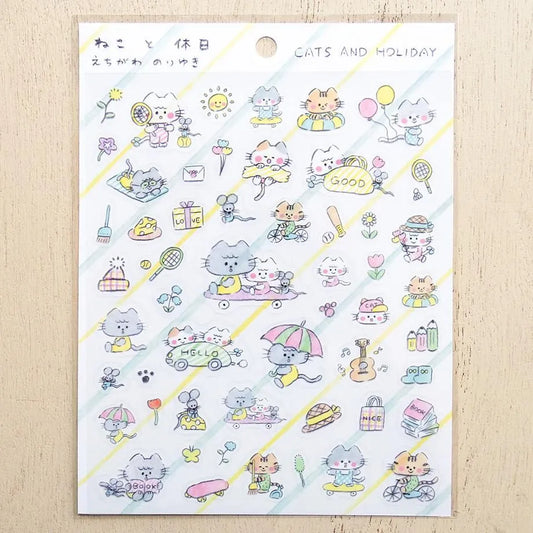 Cozyca x Noriyuki Echigawa - Sticker Sheet - Cats And Holiday