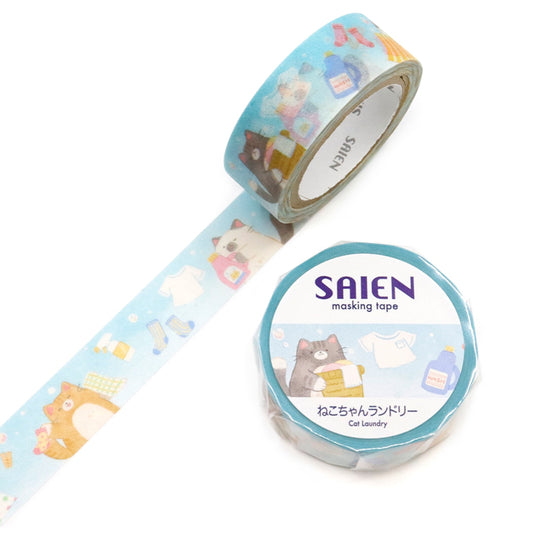 Saien Washi Tape - Cat Laundry