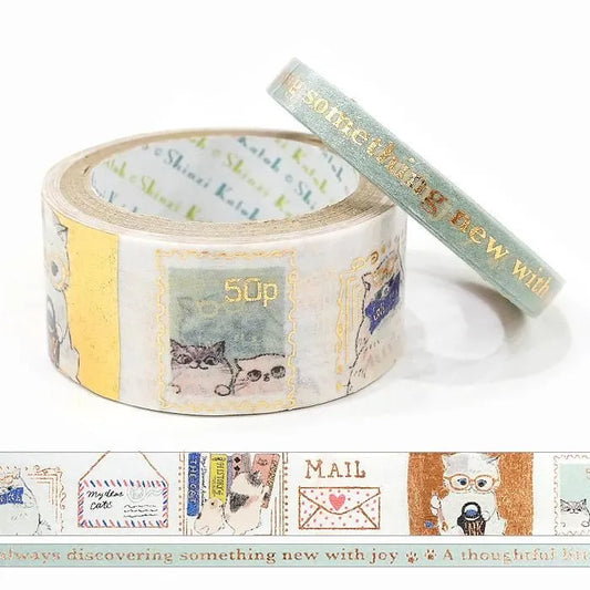 Shinzi Katoh Foil Washi Tape Set - My Dear Cats Series - Cat Letters