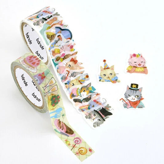 Bande Washi Tape Sticker Roll Set - Cat Party Kalo