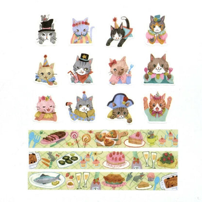 Bande Washi Tape Sticker Roll Set - Cat Party Kalo