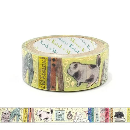 Shinzi Katoh Foil Washi Tape - My Dear Cats Series - Cats & Books