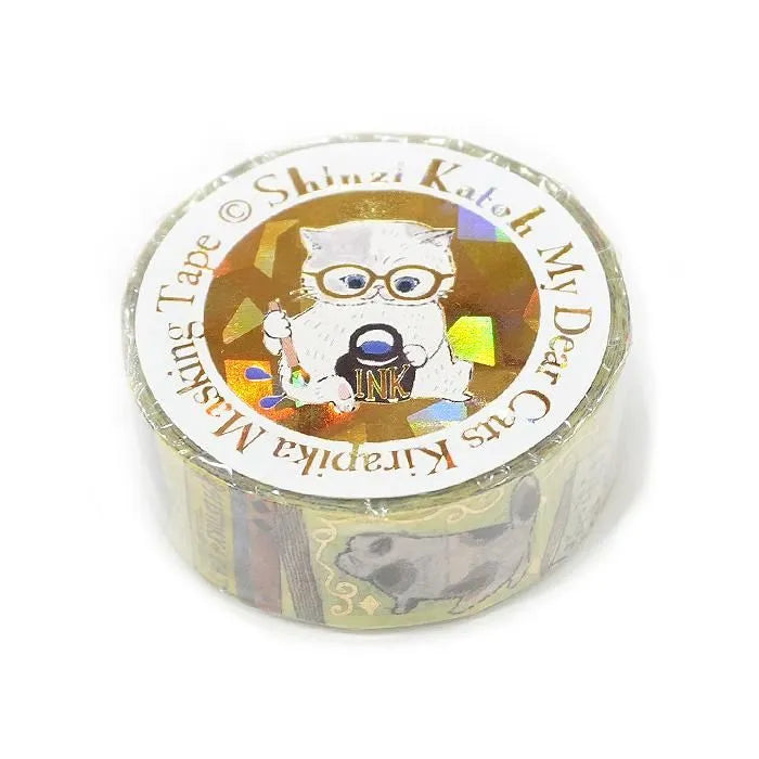 Shinzi Katoh Foil Washi Tape - My Dear Cats Series - Cats & Books