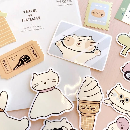 Suatelier Travel Sticker Pack - No.1527 | Cat's Happy Trip