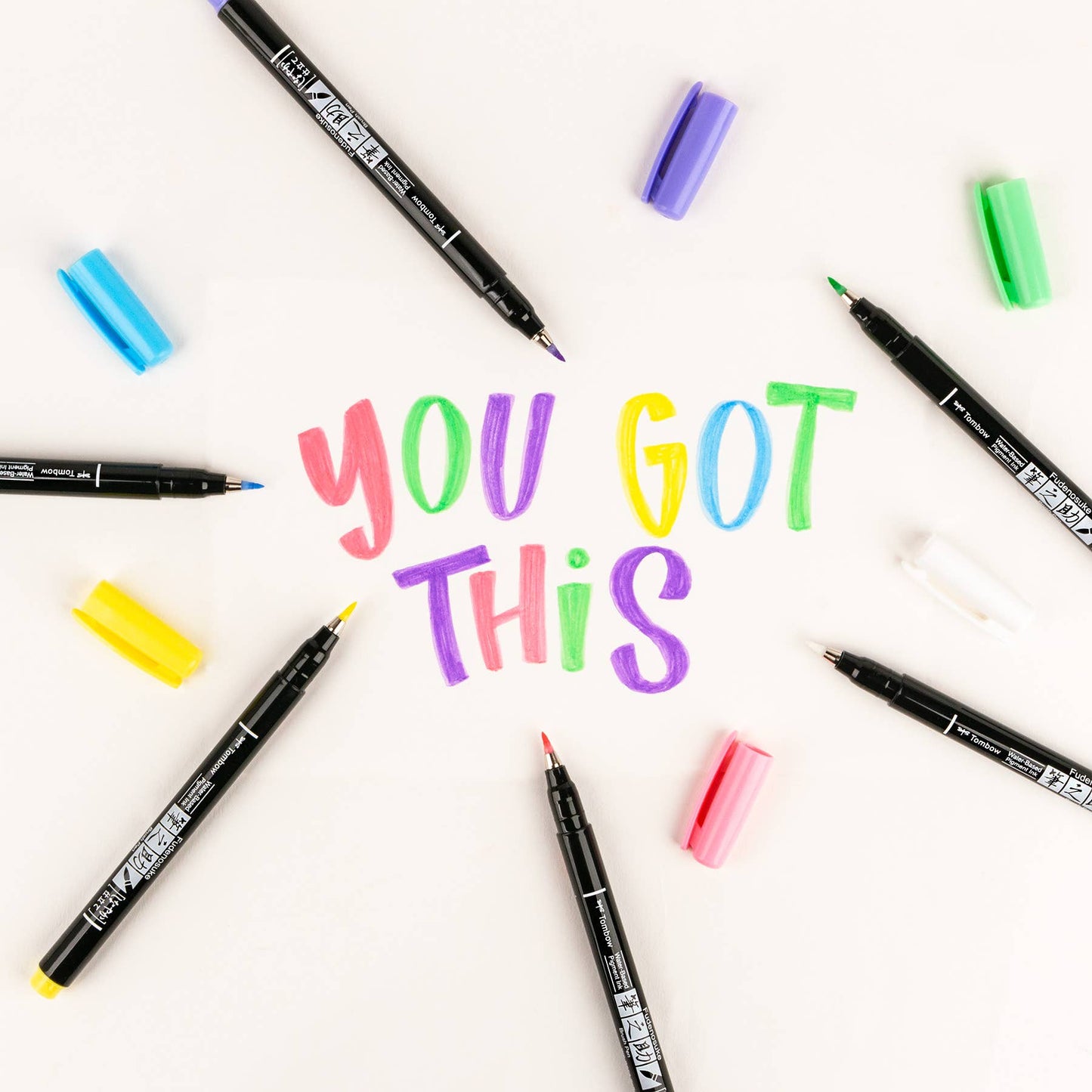 Tombow - Fudenosuke Pastel Calligraphy Brush Pens - Set of 6