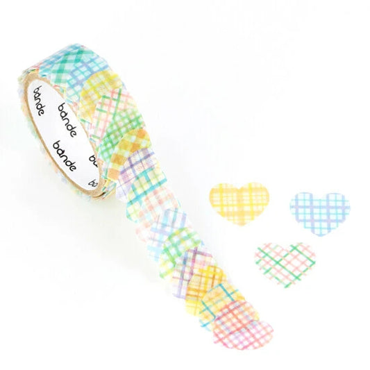 Bande Washi Tape Sticker Roll - Checkered Hearts