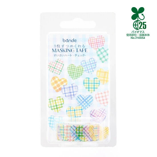 Bande Washi Tape Sticker Roll - Checkered Hearts