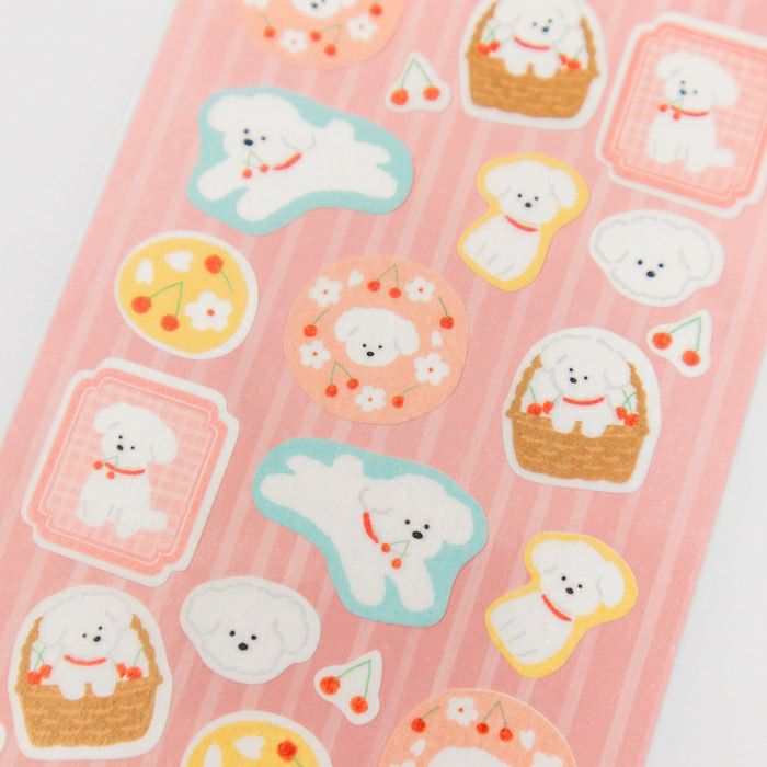 Furukawashiko Sticker Sheet - Cherry Blossoms And White Dogs