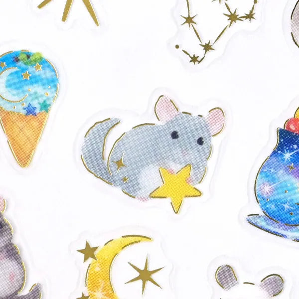 NB Large Sticker Sheet - Mattari Animals - Chinchilla and Night Cafe