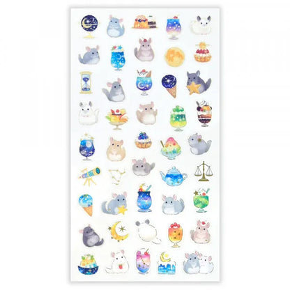 NB Large Sticker Sheet - Mattari Animals - Chinchilla and Night Cafe