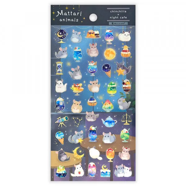 NB Large Sticker Sheet - Mattari Animals - Chinchilla and Night Cafe