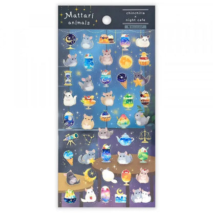NB Large Sticker Sheet - Mattari Animals - Chinchilla and Night Cafe