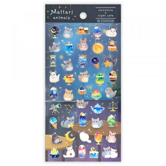 NB Large Sticker Sheet - Mattari Animals - Chinchilla and Night Cafe