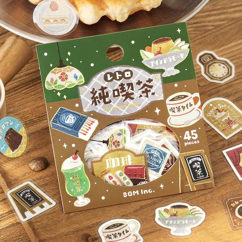 BGM Foil Flake Stickers - A Retro Stroll Series - Classic Coffee Shop