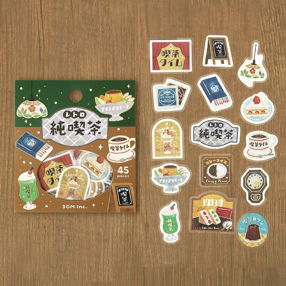 BGM Foil Flake Stickers - A Retro Stroll Series - Classic Coffee Shop