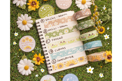 Okeya Stationery Co. - Spring Time & Froggy Washi Tape - Daisies Green