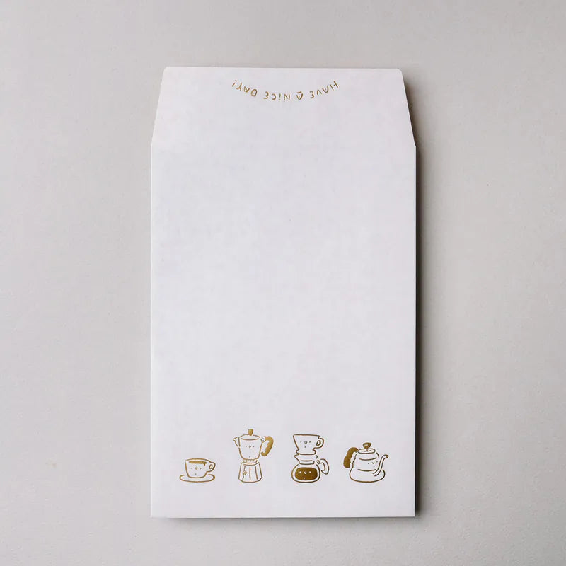 WHOSMiNG x Tegamisha Gold Stamped Japanese Envelope - Coffee Moments
