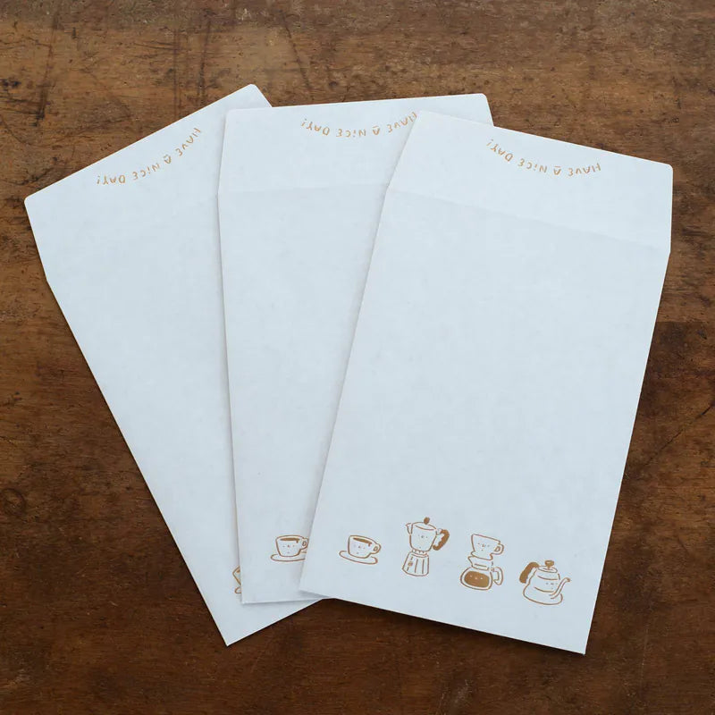WHOSMiNG x Tegamisha Gold Stamped Japanese Envelope - Coffee Moments