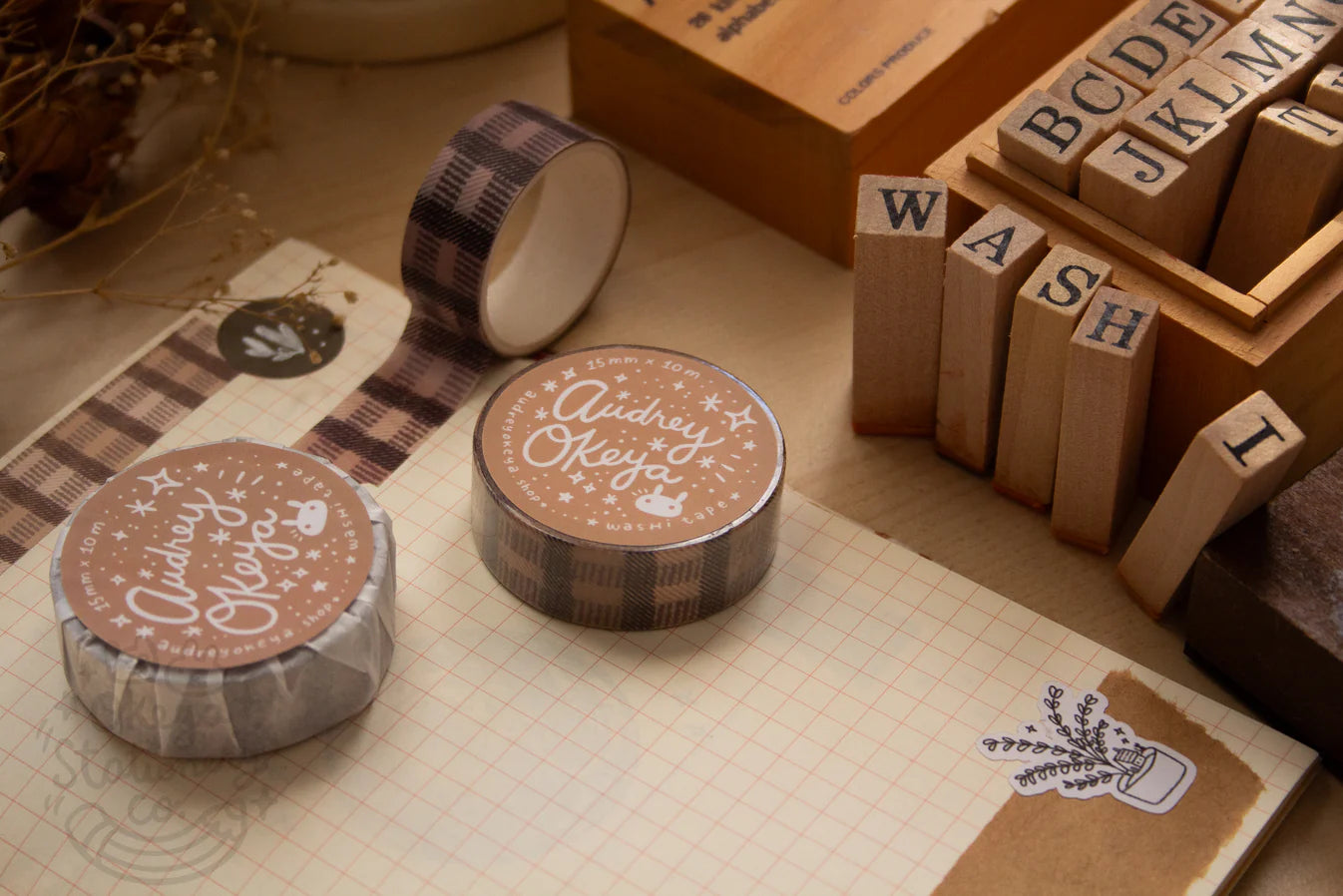 Okeya Stationery Co. - Washi Tape - Coffee Gingham