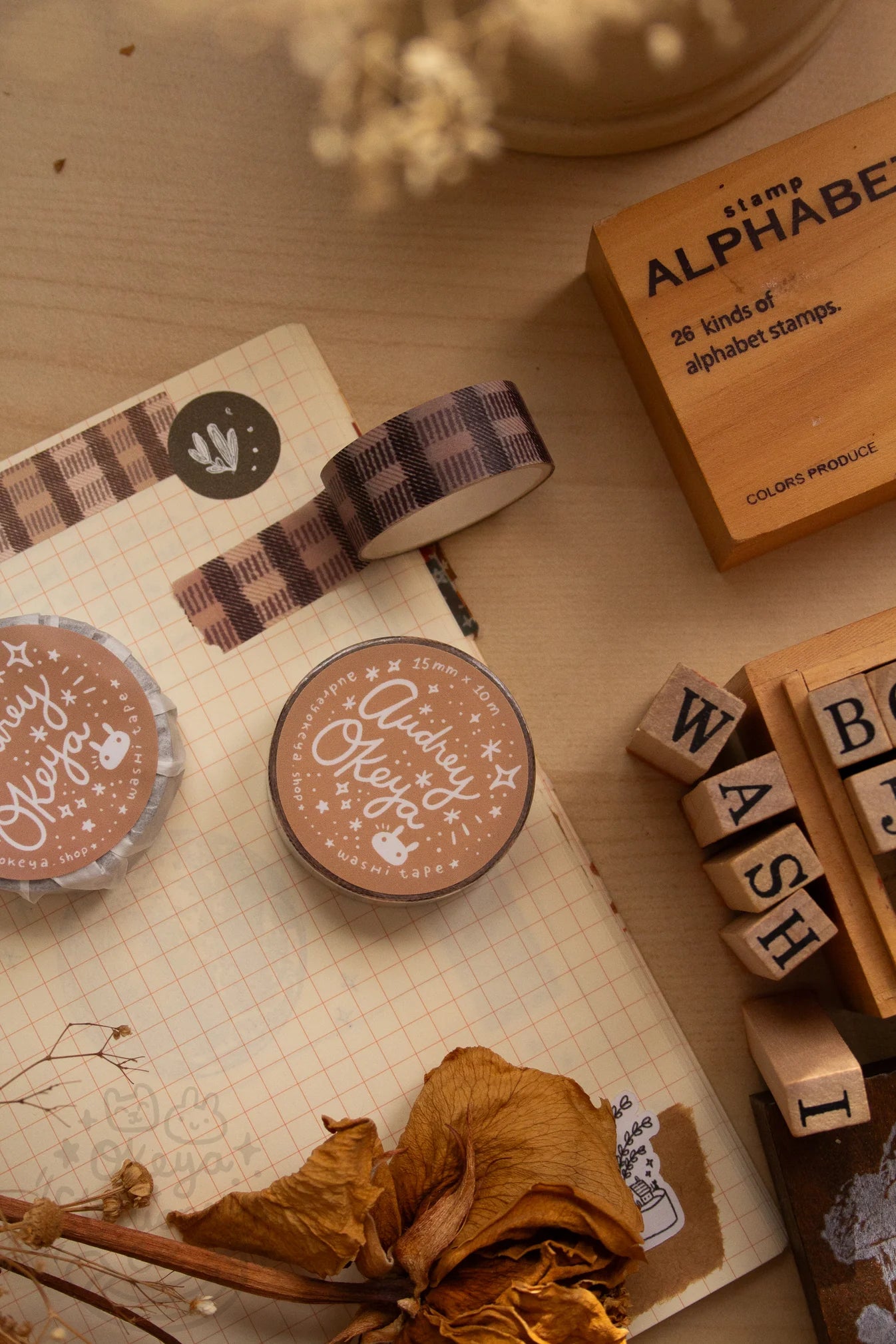 Okeya Stationery Co. - Washi Tape - Coffee Gingham