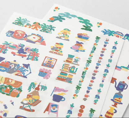 Midori Yuru Log Sticker Sheets - Coffee Shop
