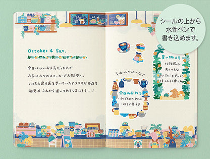 Midori Yuru Log Sticker Sheets - Coffee Shop