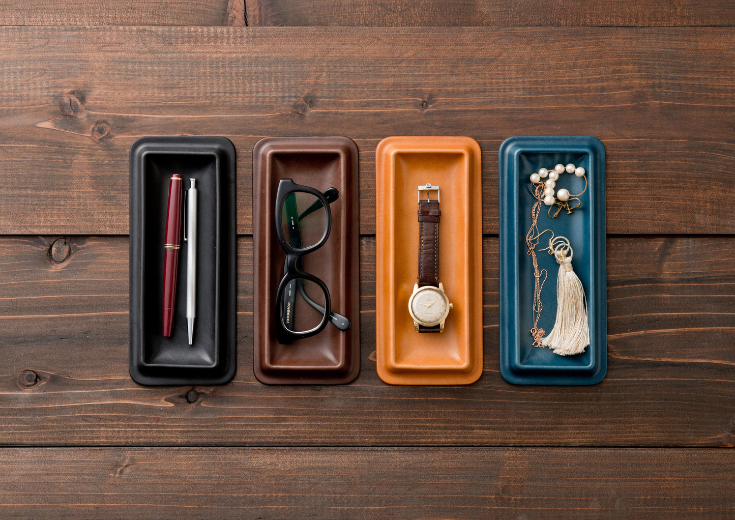colm Leather Tray M Camel